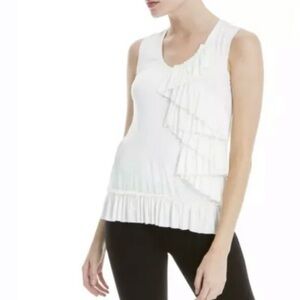 White Ruffled Sleeveless Top